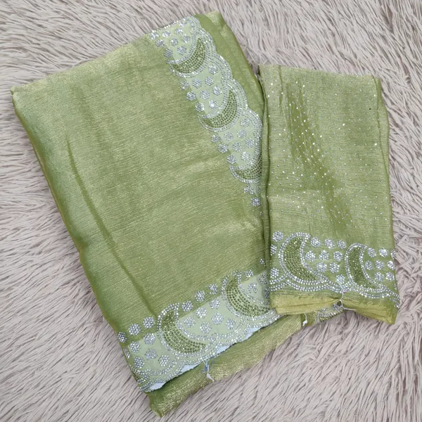 Premium Fendy Silk Pastel Saree with Multi-Colour Stone Work | SR90
